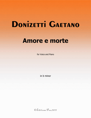 Book cover for Amore e morte, by Donizetti, in b minor