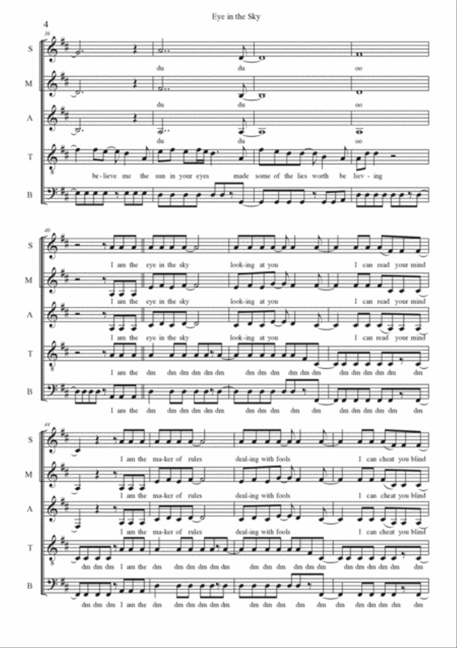 Eye In The Sky Eye In The Sky A Cappella scores gallery preview page 4