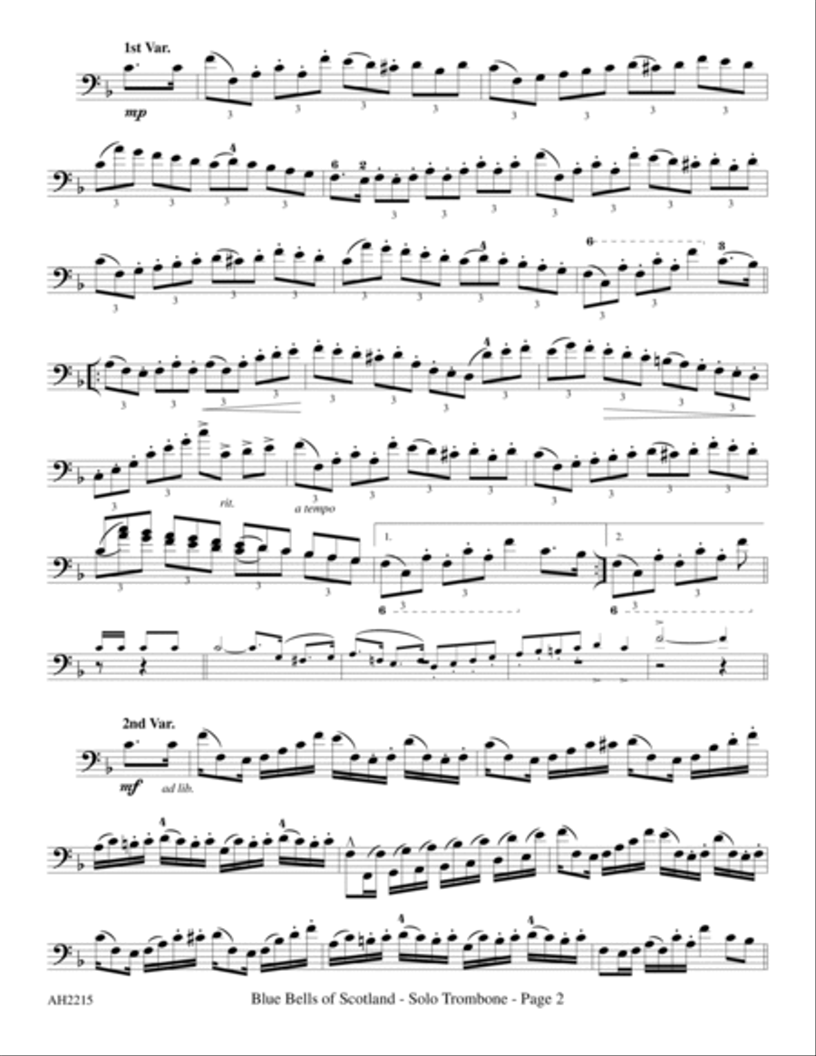 Blue Bells of Scotland - Trombone Solo with Brass Quintet Accompaniment Brass Quintet scores gallery preview page 4