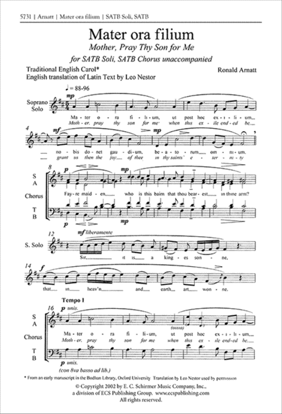 Mater ora filium (Mother, Pray Thy Son for Me) 4-Part scores gallery preview page 1