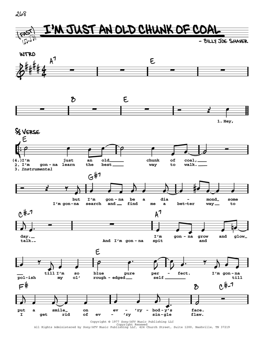 I'm Just An Old Chunk Of Coal Voice scores gallery preview page 1