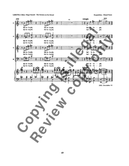 Hegyi Beszéd (The Sermon on the Mount) (Piano/Vocal Score)