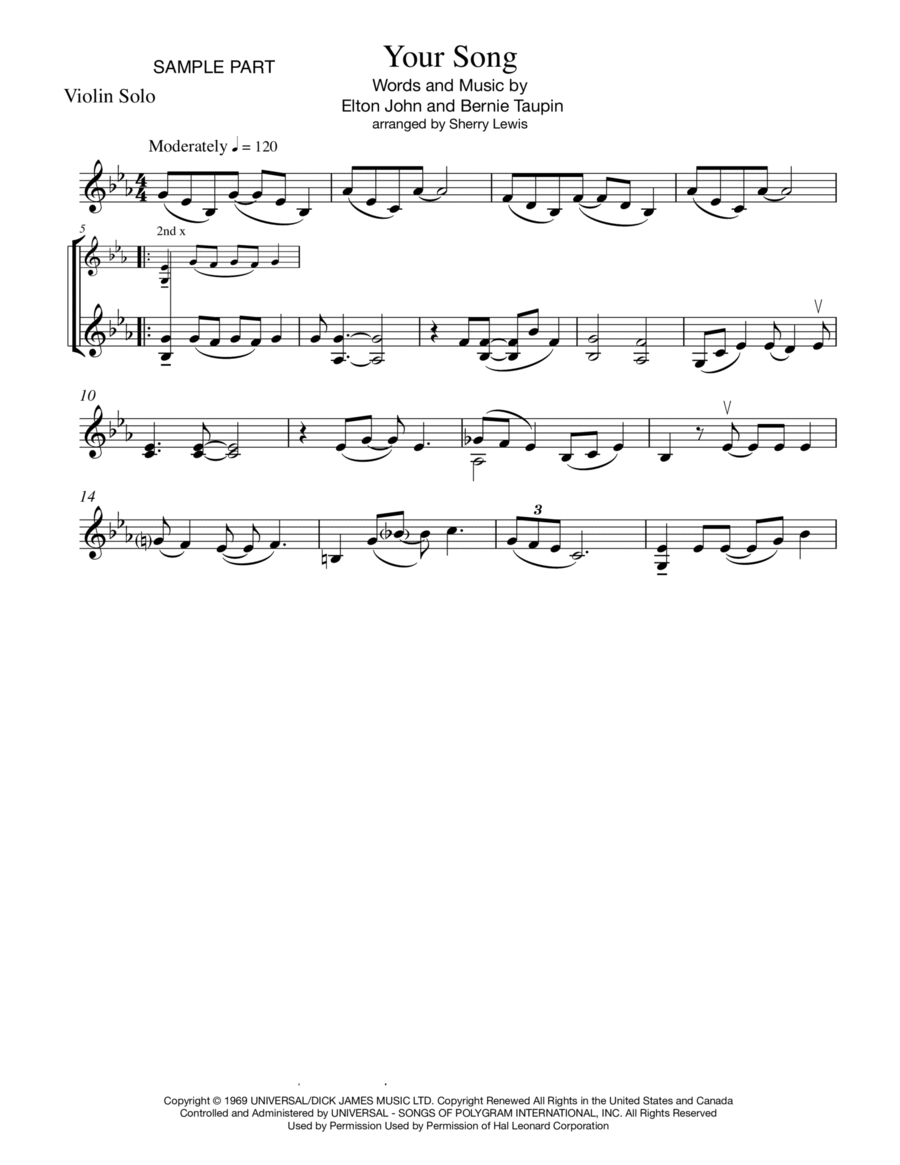 Your Song Violin Solo scores gallery preview page 1