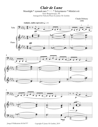 Book cover for Debussy: Claire de Lune for Tuba & Piano