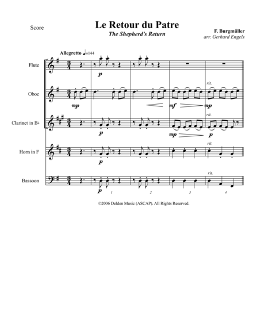 Le Retour du Patre Le Retour du Patre Woodwind Quintet scores gallery preview page 1