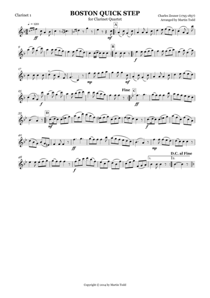 Boston Quick Step for Clarinet Quartet image number null