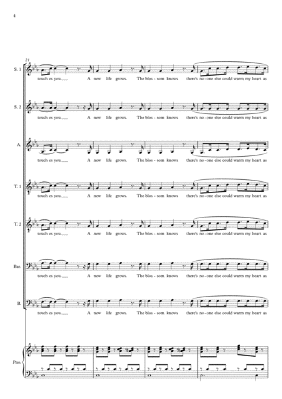 Teo Torriatte (let Us Cling Together) 4-Part scores gallery preview page 4