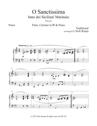Book cover for O Sanctissima (Flute, Clarinet & Piano) Piano part