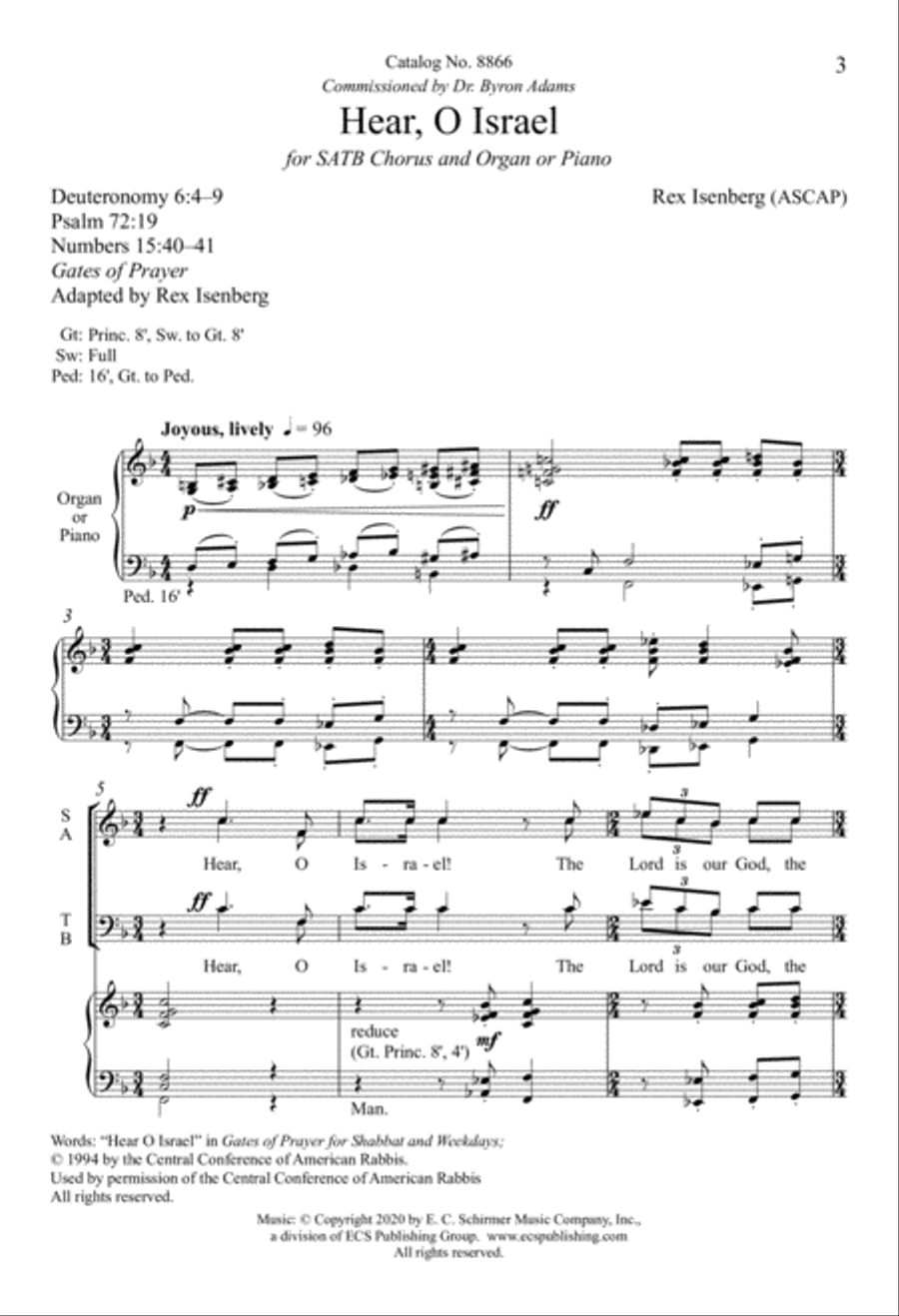 Hear, O Israel 4-Part scores gallery preview page 2