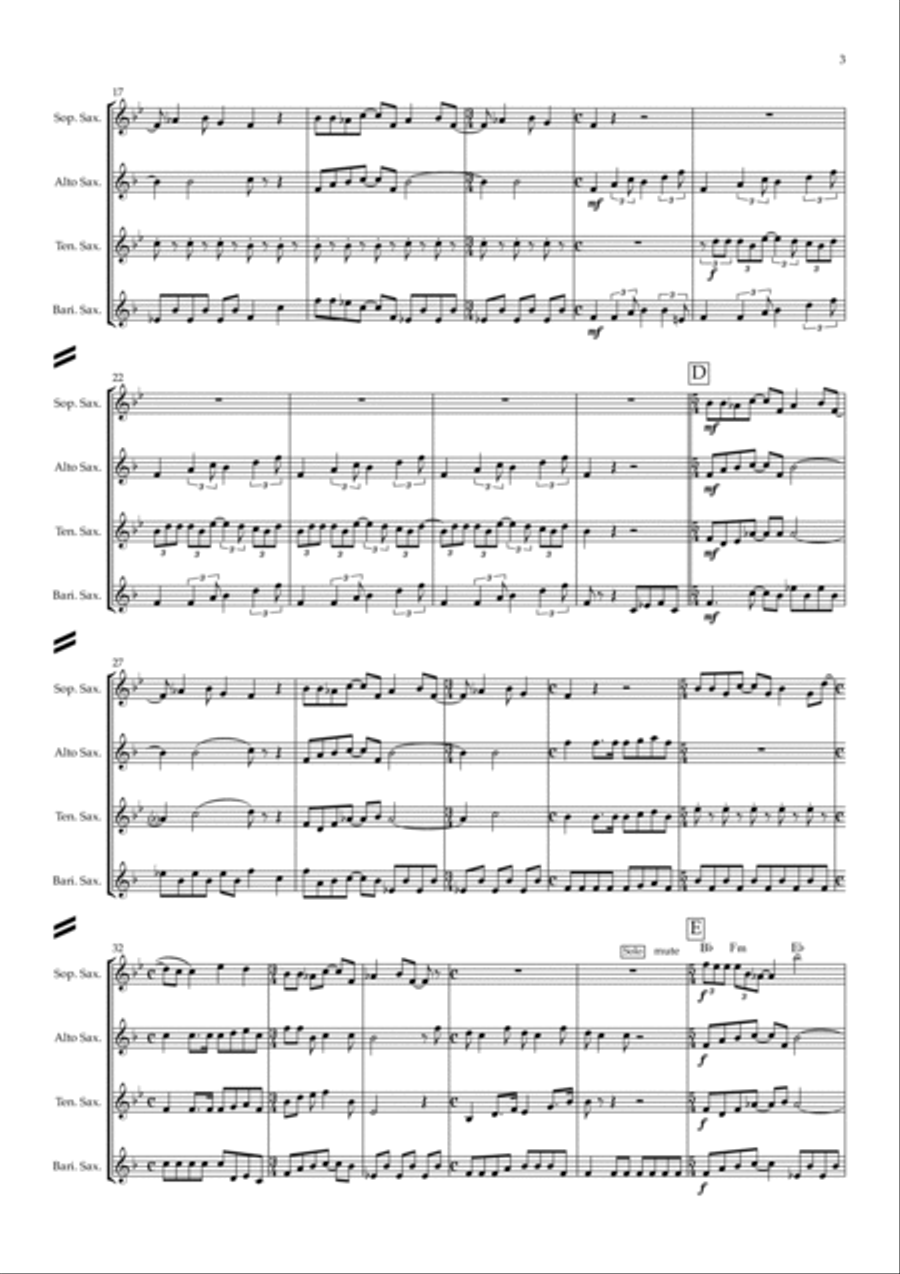 Good Morning Good Morning Saxophone Quartet scores gallery preview page 3