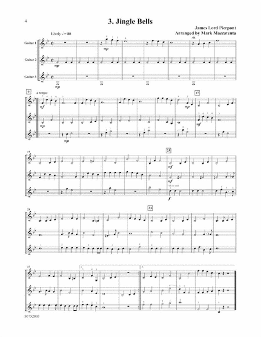 Ten Christmas Trios for Intermediate Guitarists Guitar Ensemble scores gallery preview page 4