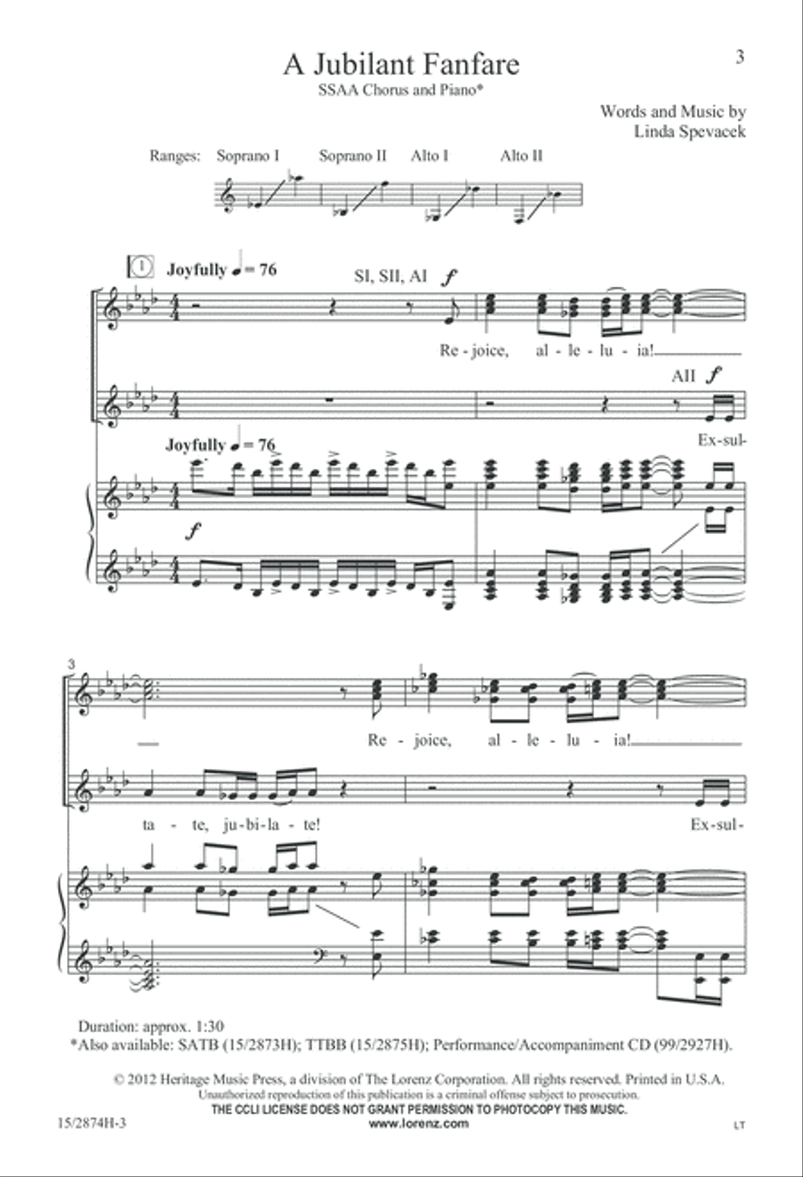 A Jubilant Fanfare A Jubilant Fanfare SSAA scores gallery preview page 3
