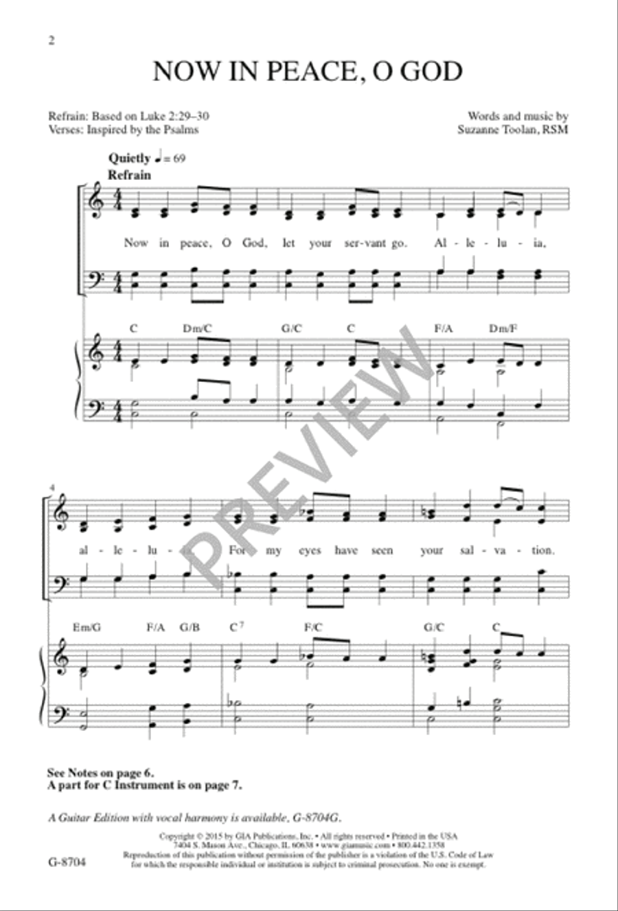 Now in Peace, O God 4-Part scores gallery preview page 3