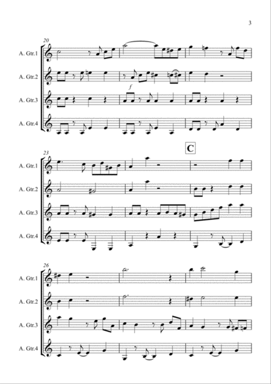 Tasty Tango for Guitar Quartet Guitar Ensemble scores gallery preview page 3