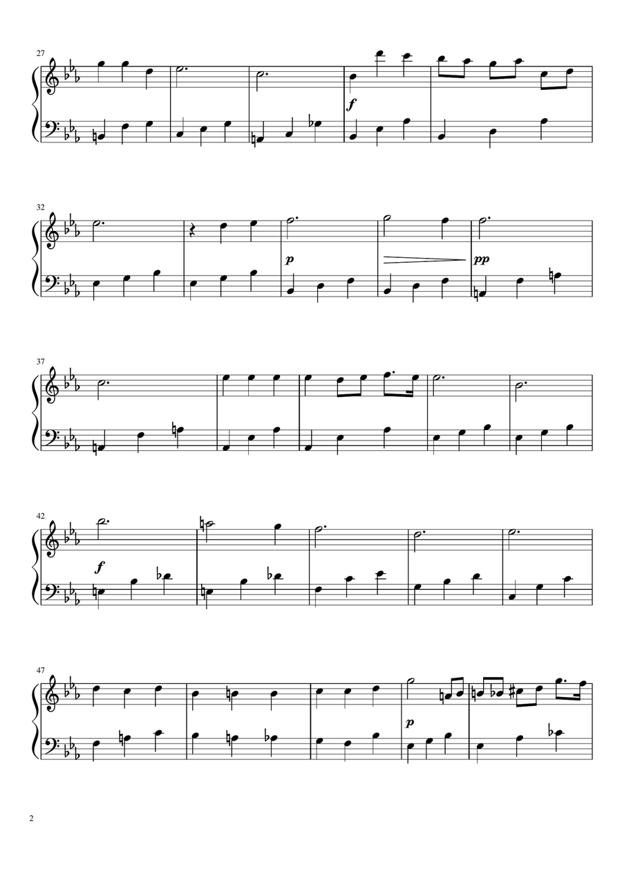 Chopin - Nocturne op.9, n.2 (easy piano sheet) Flute scores gallery preview page 2