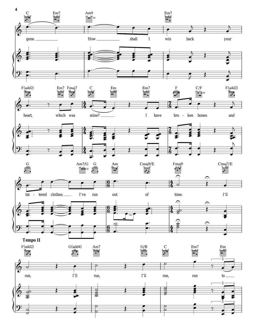 Run To You Piano, Vocal, Guitar scores gallery preview page 4