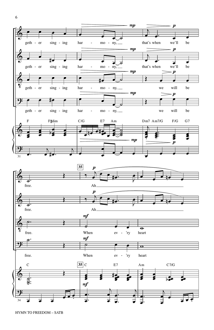 Hymn To Freedom (arr. Paul Read) 4-Part scores gallery preview page 5