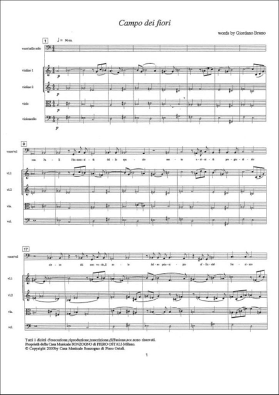 Campo de' fiori (da Viaggio in Italia) String Quartet scores gallery preview page 2