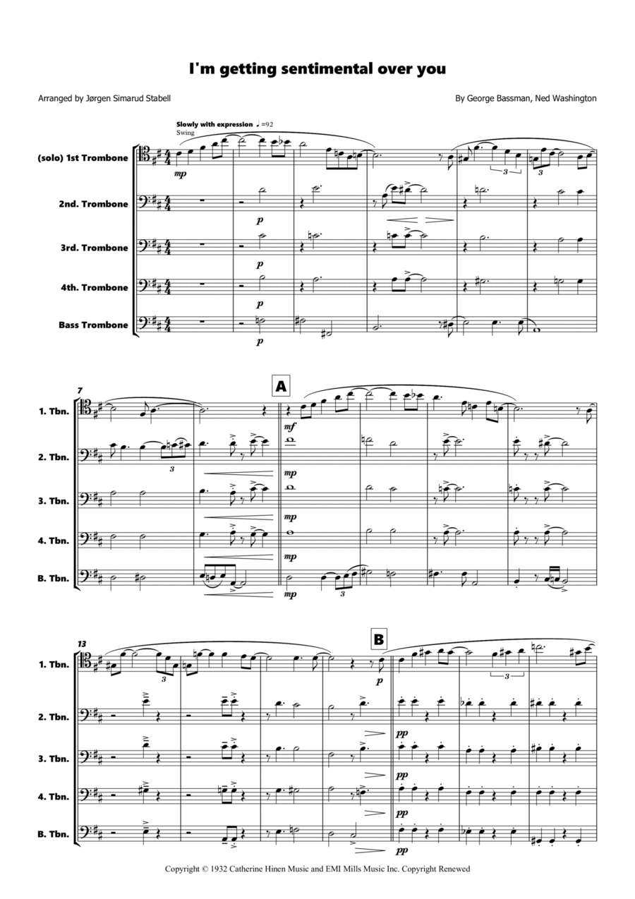 I'm Getting Sentimental Over You Brass Quintet scores gallery preview page 1
