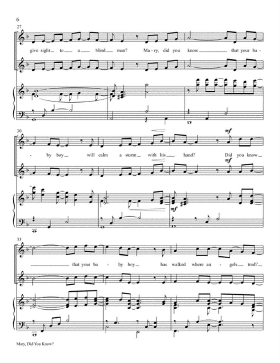 Mary, Did You Know? High Voice scores gallery preview page 6