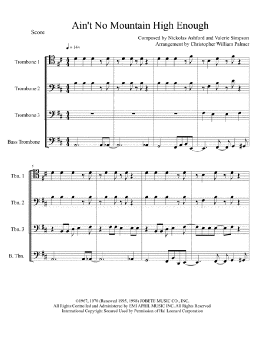 Ain't No Mountain High Enough Brass Ensemble scores gallery preview page 2