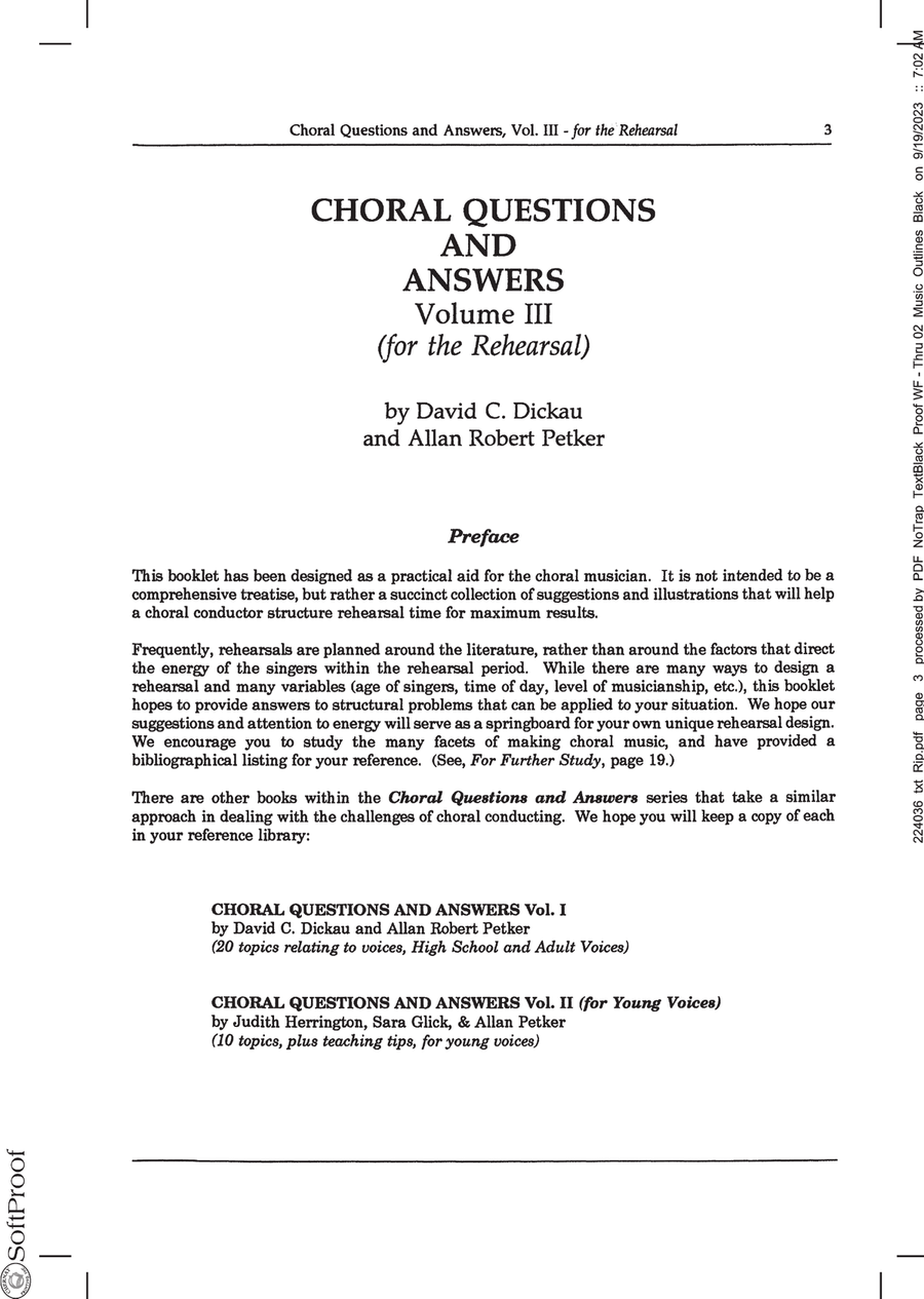 Choral Questions And Answers, Volume III Choir scores gallery preview page 1