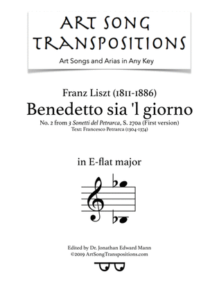 Book cover for LISZT: Benedetto sia 'l giorno, S. 270 (first version, transposed to E-flat major)