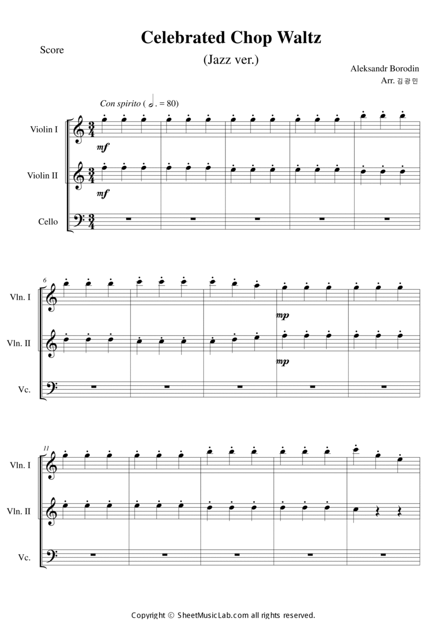 Chopstick March String Trio scores gallery preview page 1