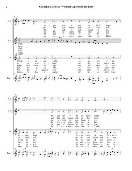 Op. 7 Canzona alla terza "Verbum supernum prodiens" (SSA/TTB, English)