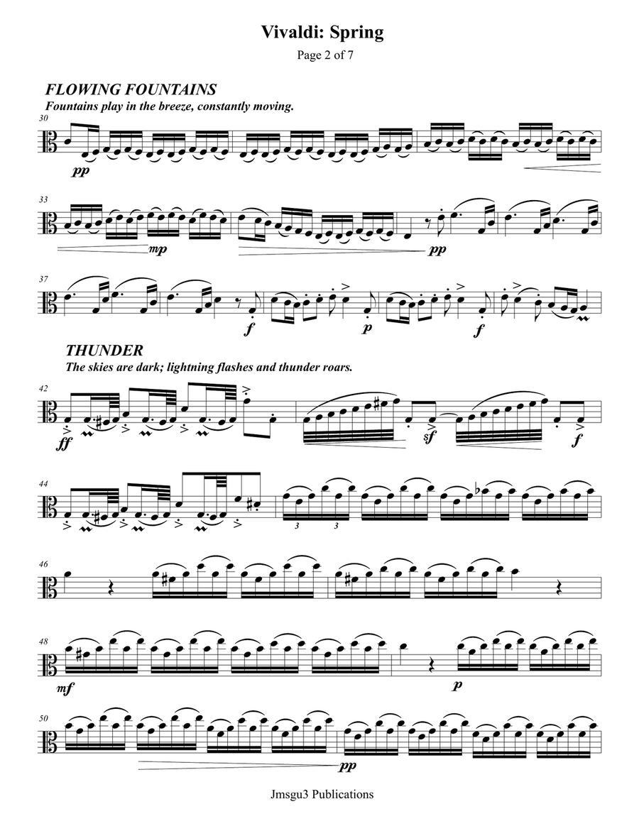 Vivaldi - The Four Seasons: Spring for Solo Viola Viola Solo scores gallery preview page 2