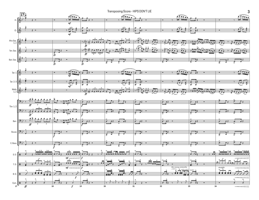 Hips Don't Lie Marching Band scores gallery preview page 3