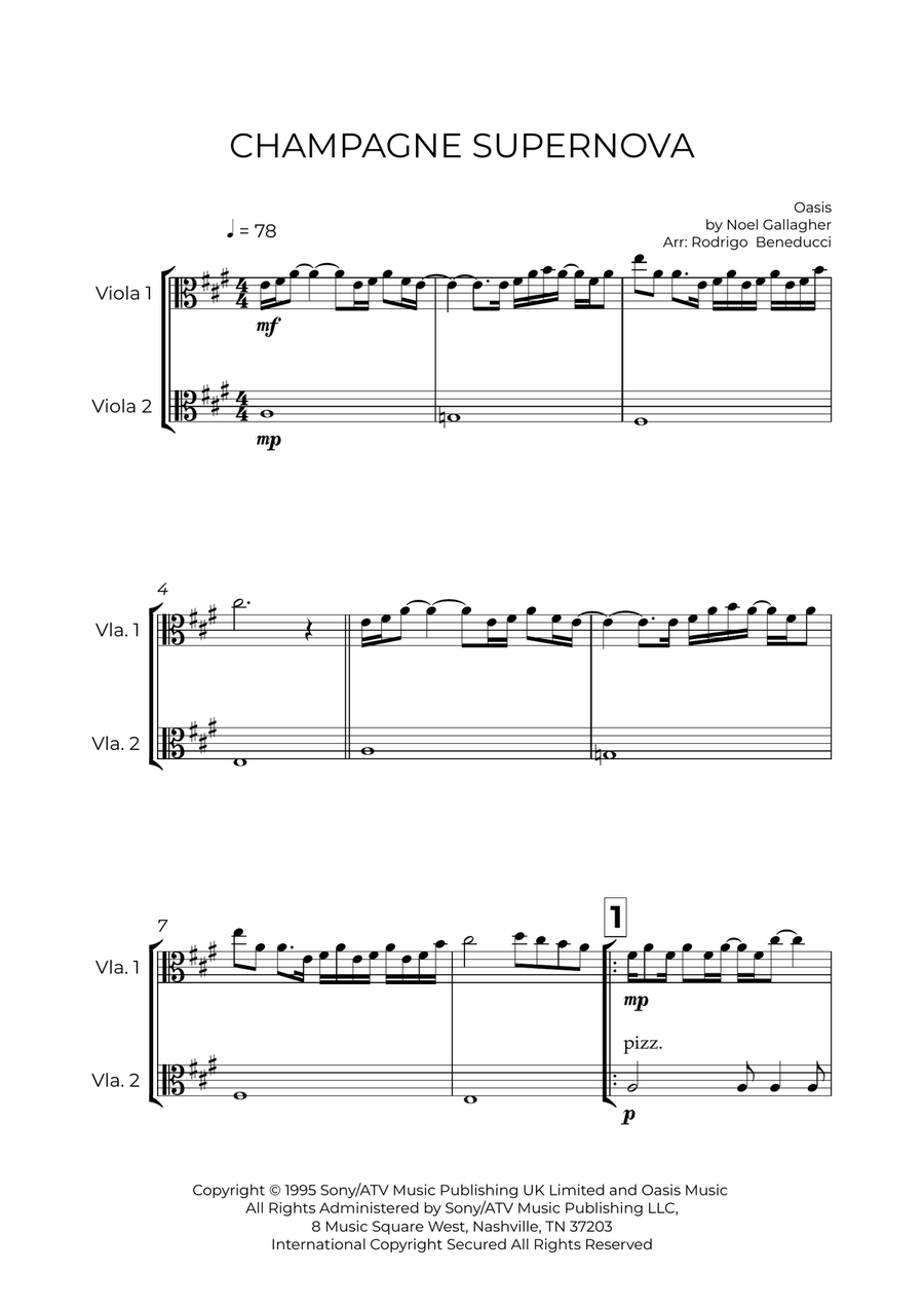 Champagne Supernova String Duet scores gallery preview page 2