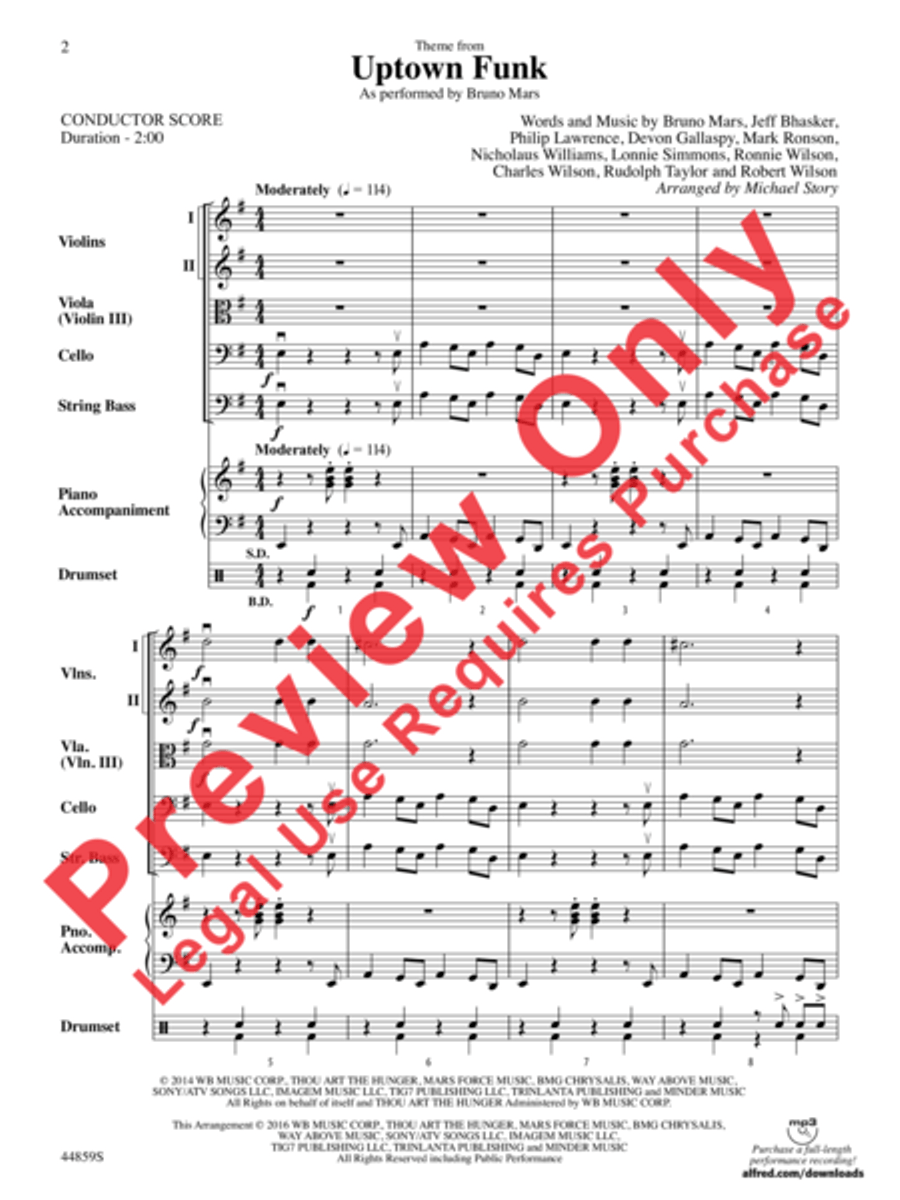 Uptown Funk, Theme from String Orchestra scores gallery preview page 3