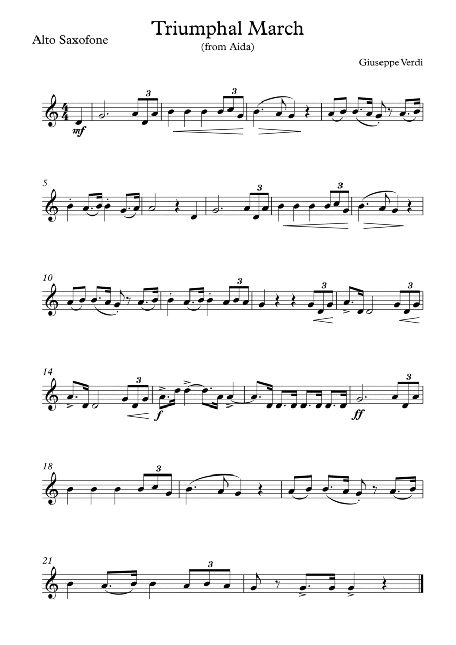 Triumphal March Alto Saxophone scores gallery preview page 1