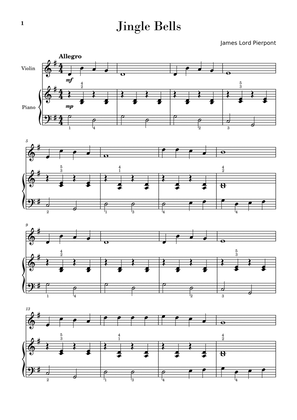 Jingle Bells (for Violin and Piano Beginners)