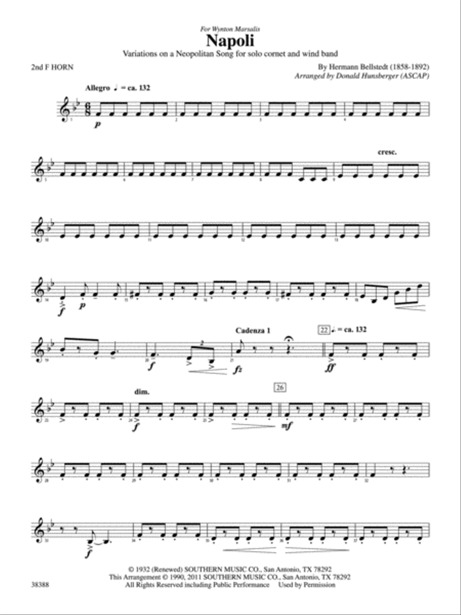 Napoli: 2nd F Horn Concert Band scores gallery preview page 1