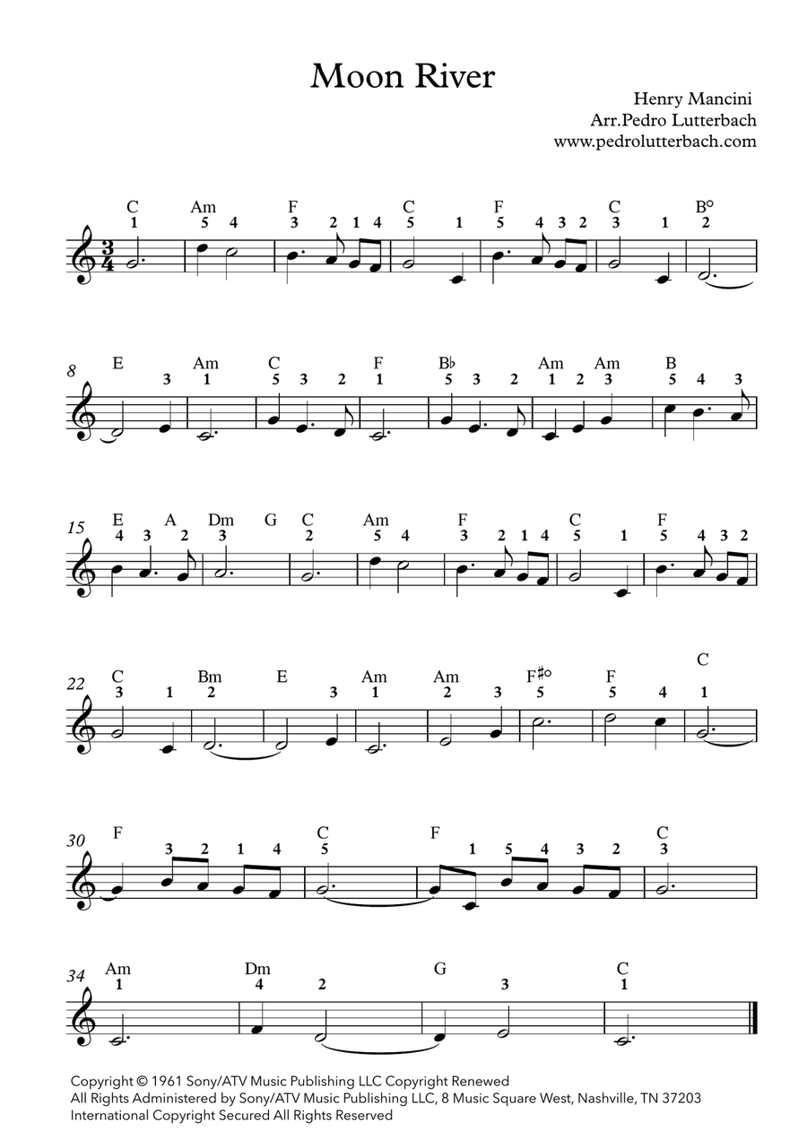 Moon River Easy Piano scores gallery preview page 1