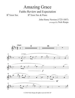 Amazing Grace (B Flat Tenor Sax & Piano) Tenor Sax part