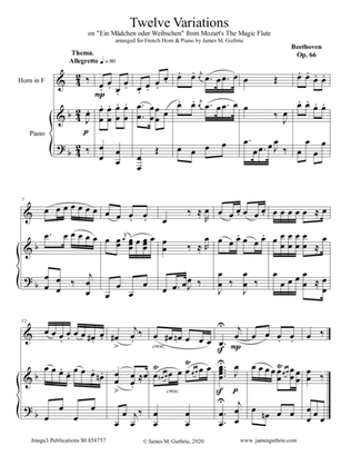 Beethoven: 12 Variations Op. 66 for French Horn & Piano