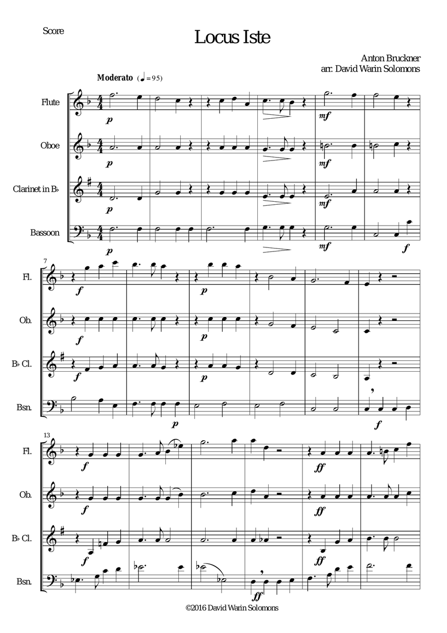 Locus Iste for wind quartet Woodwind Quartet scores gallery preview page 1