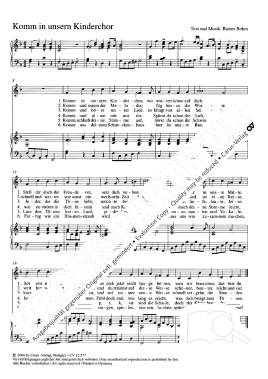 Komm in unsern Kinderchor 2-Part scores gallery preview page 4