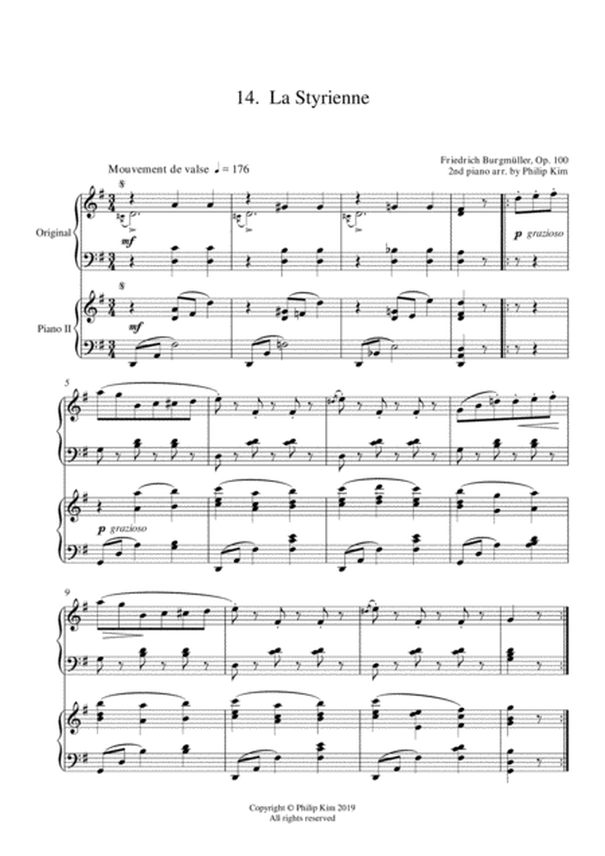 14. La Styrienne 25 Progressive Studies Opus 100 for 2 pianos Friedrich Burgmüller