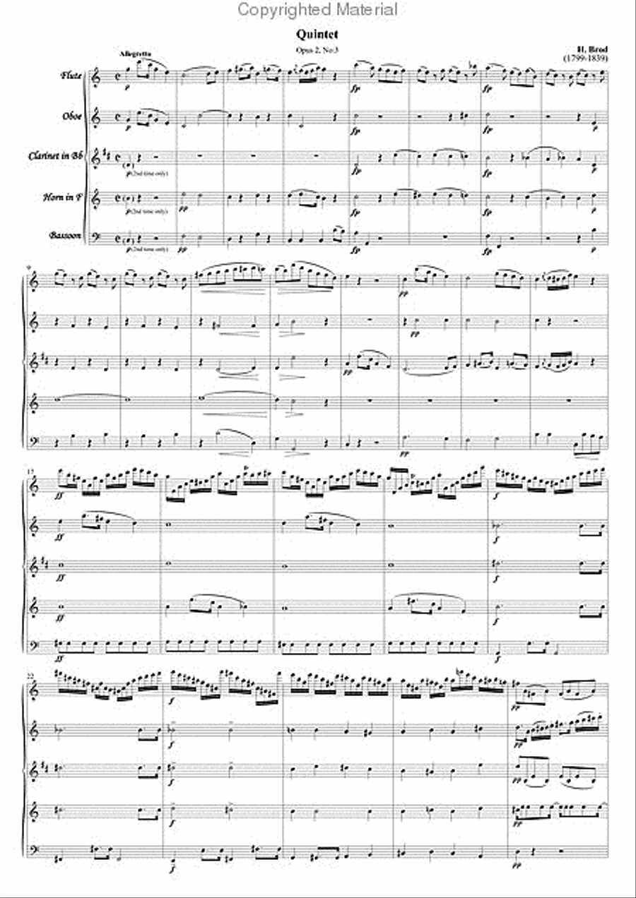 Wind Quintet, Op. 2, No. 3 Woodwind Quintet scores gallery preview page 2