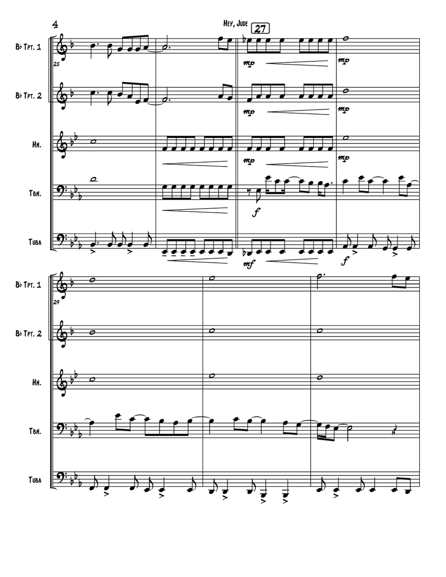 Hey Jude Brass Quintet scores gallery preview page 4