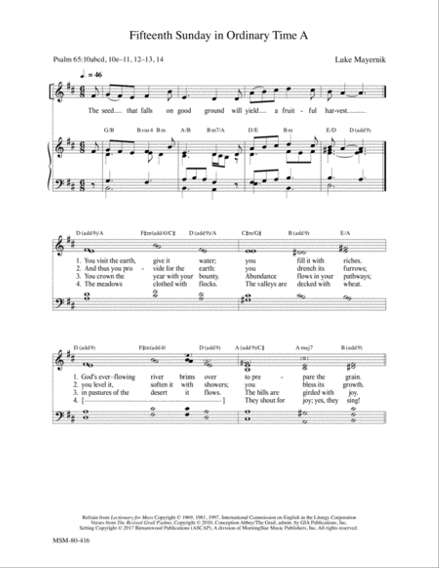 Fifteenth Sunday in Ordinary Time A 4-Part scores gallery preview page 1