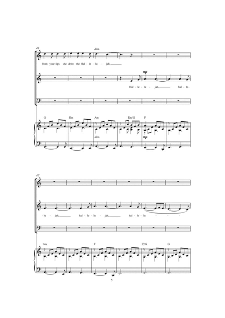 Hallelujah (arr. Jonathan Wikeley) 3-Part scores gallery preview page 5