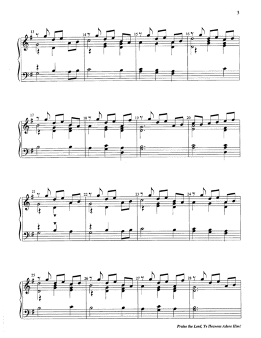 Praise the Lord, Ye Heavens Adore Him 3-Octaves scores gallery preview page 10