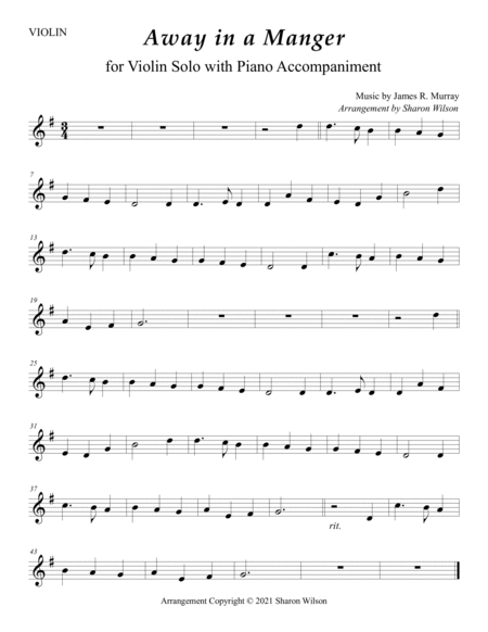 Away in a Manger (Easy Violin Solo with Piano Accompaniment) image number null
