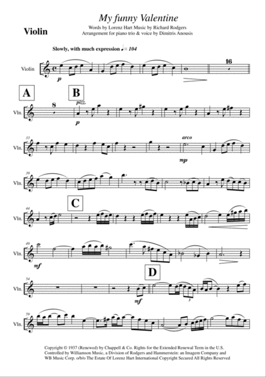 My Funny Valentine Piano Trio scores gallery preview page 3