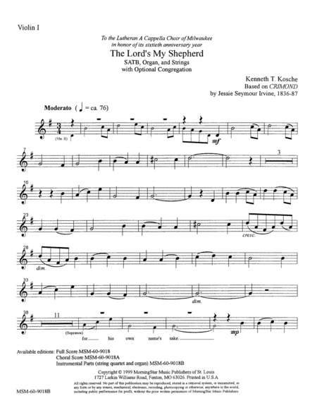 The Lord's My Shepherd (Downloadable Instrumental Parts)